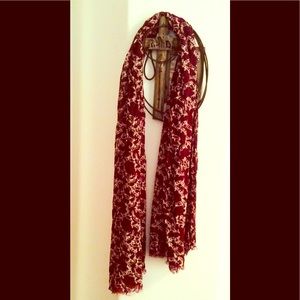 Maroon deer pattern scarf